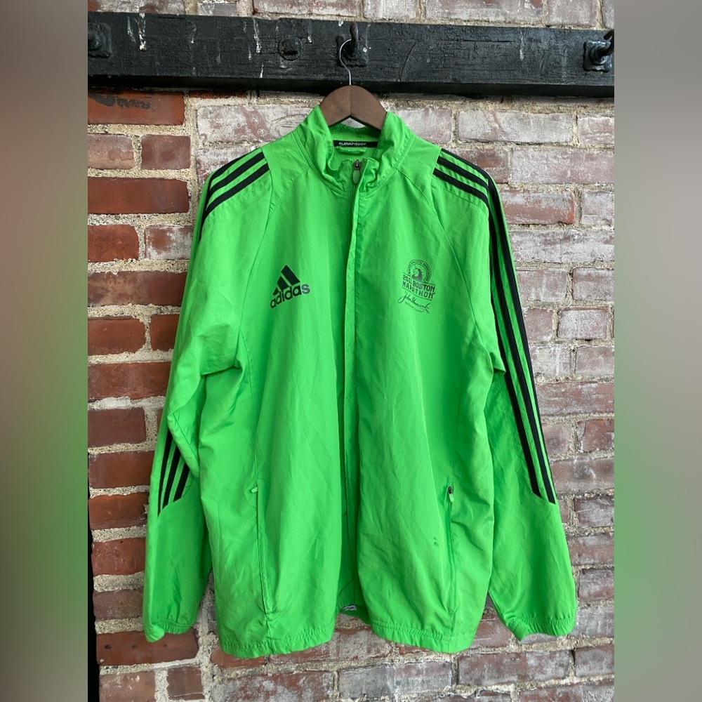 2011 Boston Marathon Jacket Adidas Green with Black Stripes